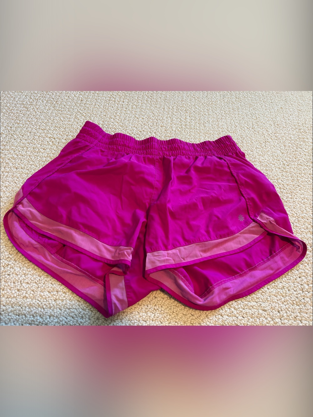 Athleta Magenta Athletic Shorts with Mesh Trim